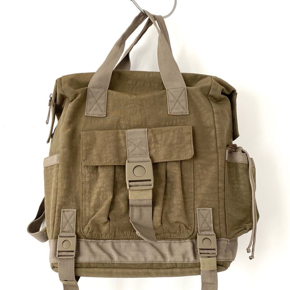 Tommy Bahama Olive Green Laptop Convertible Bag Pocket Utility Vacation Casual